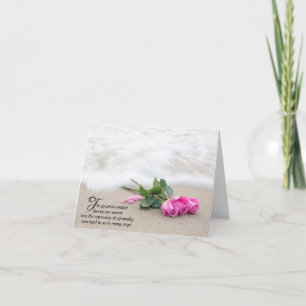 ピンクローズオンビーチサンド悔やみや弔慰サンキューカード カード