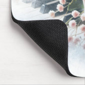 ピンクローズオンピアノ鍵 マウスパッド (コーナー)