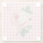 ピンクローズオンピンクハウンズ歯パターンヴィンテージ ガラスコースター (裏面)