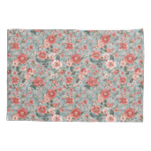 ピンクローズオンブルーイングリッシュコテージ 枕カバー (裏面)