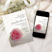 ピンクローズオンホワイト婚約パーティ 招待状