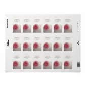 ピンクローズオンホワイト結婚ズサンキューメッセージカード ラベル (フルシート)