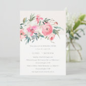 ピンクローズオーキッドウォーターカラーフローラリハーサルディナー 招待状 (スタンド正面)