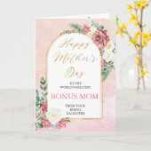 ピンクローズオーキッドハッピーマザーズデイボーナスママ カード (黄色い花)