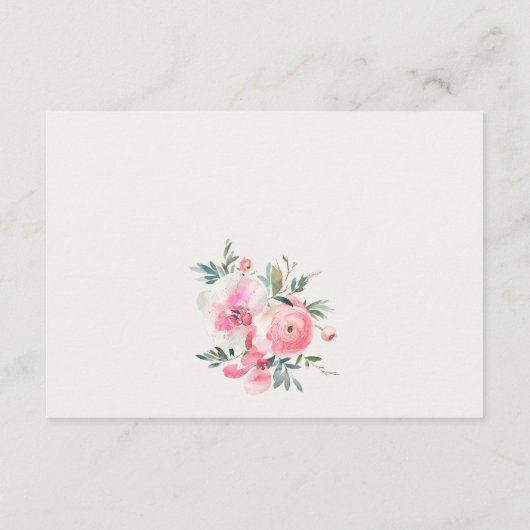 ピンクローズオーキッド結婚フローラのQRコードRSVP エンクロージャーカード (裏面)