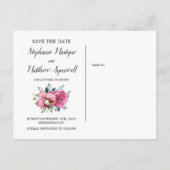 ピンクローズオーキランズフローラ結婚式の日付を保存 案内ポストカード (裏面)