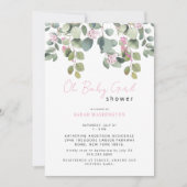 ピンクローズオーベビーガールシャワー招待状 招待状 (正面)