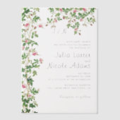 ピンクローズオールドウォールヴィンテージスタイルジャーナル結婚ズ ベラム紙招待状 (正面)