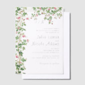 ピンクローズオールドウォールヴィンテージスタイルジャーナル結婚ズ ベラム紙招待状 (オフセット)