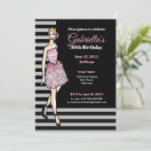 ピンクローズカクテルドレスを着たブロンドガール 招待状 (スタンド正面)