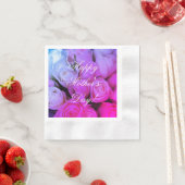 ピンクローズカスタム文字ハッピーマザーズデイ 縁ありカクテルナプキン (インサイチュ)