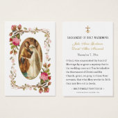 ピンクローズカソリッ結婚クスの祈りの言葉カード (正面&裏面)