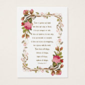 ピンクローズカソリッ結婚クスの祈りの言葉カード (正面)