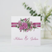 ピンクローズカラスバッド結婚ズお祝い後 招待状 (スタンド正面)