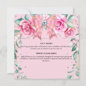 ピンクローズカントリーシックなサテンボウグリッターグラム 招待状 (裏面)