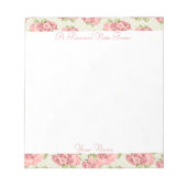 ピンクローズカントリーシックなパターン ノートパッド (正面)