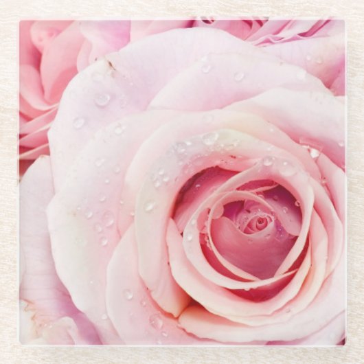 ピンクローズガラスコースター ガラスコースター (正面)