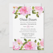ピンクローズガーデンバーチャルシャワー 招待状 (正面)