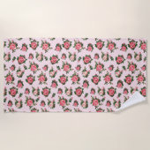 ピンクローズガーデンビーチタオル ビーチタオル (正面)