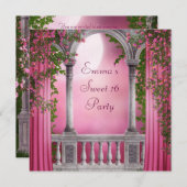 ピンクローズガーデンピンクスウィート16パーティー 招待状 (正面/裏面)