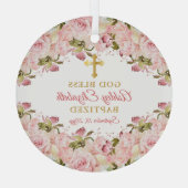 ピンクローズガーデンフローラガールバプティスキープサケ ガラスオーナメント (裏面)