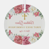 ピンクローズガーデンフローラガールファースト聖餐式 ガラスオーナメント (裏面)