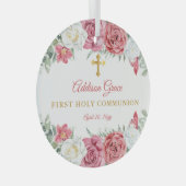 ピンクローズガーデンフローラガールファースト聖餐式 ガラスオーナメント (正面右)