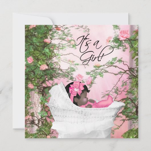 ピンクローズガーデンベビーシャワー 招待状 (正面)