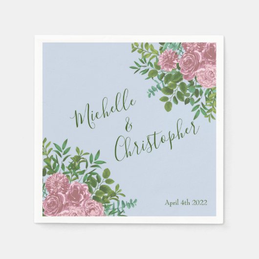 ピンクローズガーデン春の結婚式 スタンダードカクテルナプキン (正面)