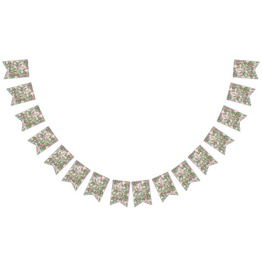 ピンクローズガーデン春の結婚式 バンティングフラッグ (全)