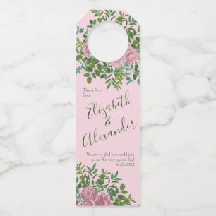 ピンクローズガーデン春の結婚式 ボトルネックタグ