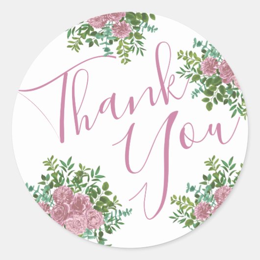 ピンクローズガーデン春の結婚式 ラウンドシール (正面)