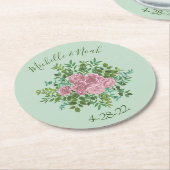 ピンクローズガーデン春の結婚式 ラウンドペーパーコースター (アングル)