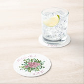 ピンクローズガーデン春の結婚式 ラウンドペーパーコースター (インサイチュ)