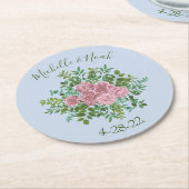 ピンクローズガーデン春の結婚式 ラウンドペーパーコースター (アングル)