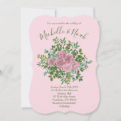 ピンクローズガーデン春の結婚式 招待状 (正面)