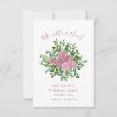 ピンクローズガーデン春の結婚式 招待状 (正面)