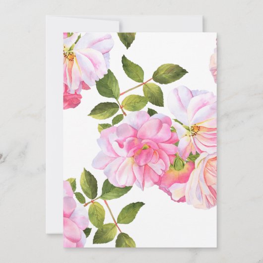 ピンクローズガーデン結婚の更新を延期 招待状 (裏面)