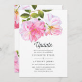 ピンクローズガーデン結婚の更新を延期 招待状 (正面/裏面)