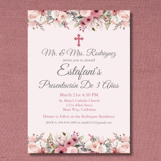 ピンクローズガールプレセンタシオンデ3アニョス 招待状