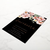 ピンクローズキンセアニェラパーティーバラ金ゴールド 箔招待状 (回転した状態)