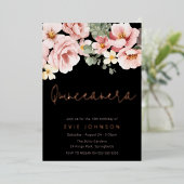 ピンクローズキンセアニェラパーティーバラ金ゴールド 箔招待状 (立ち正面)