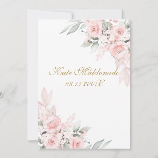 ピンクローズキンセアニェラ招待 招待状 (裏面)