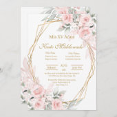 ピンクローズキンセアニェラ招待 招待状 (正面/裏面)