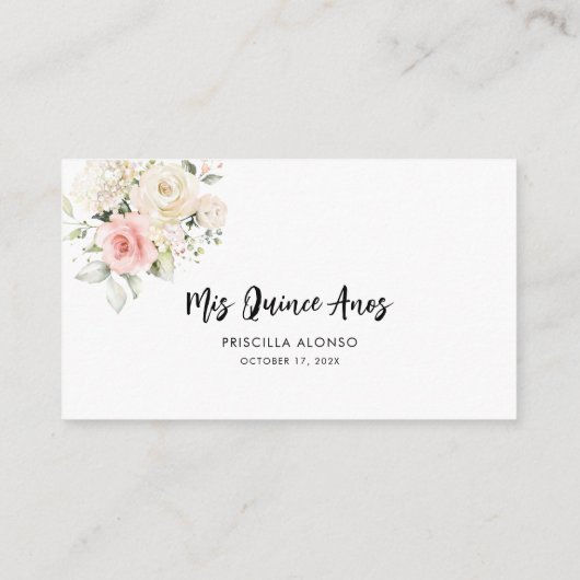 ピンクローズキンセアニェラ15誕生日フローラ エンクロージャーカード (裏面)