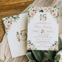 ピンクローズキンセアニラ誕生日招待状赤面