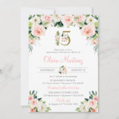 ピンクローズキンセアニラ誕生日招待状赤面 招待状 (正面)