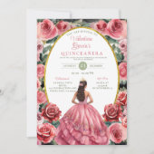 ピンクローズキンセアニラ15アノスフラワーズ金ゴールド 招待状 (正面)