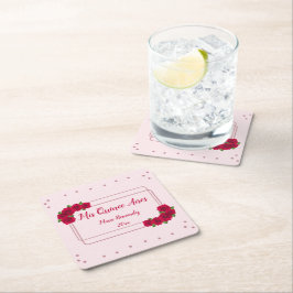 ピンクローズキンセアニラ スクエアペーパーコースター