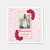 ピンクローズキンセアニラ スタンダードカクテルナプキン (正面)